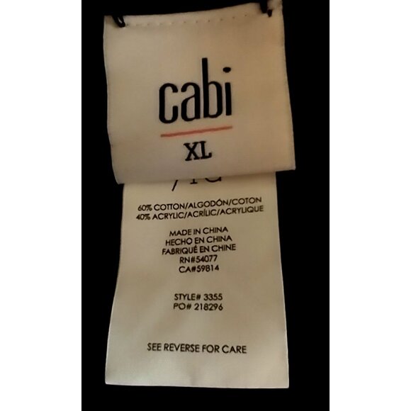CAbi Winsome Open Front Cardigan Sweater Black Long Sleeve Cotton Blend - XL - Picture 8 of 9